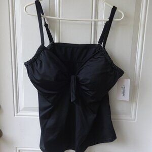 Swimsuits for All black tankini top size 20, stretch, two adjustable back straps